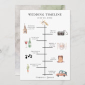 ラスティック ウォーターカラー ウェディング タイムライン プログラム (正面/裏面)