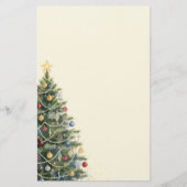 ラスティック ウォーターカラー クリスマスツリー クリスマス ホリデー 便箋 (正面)