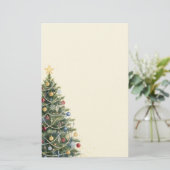 ラスティック ウォーターカラー クリスマスツリー クリスマス ホリデー 便箋 (スタンド正面)