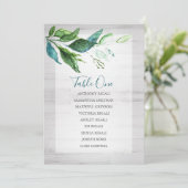 ラスティック ウォーターカラー グリーン ウェディング シーティング チャート 招待状 (スタンド正面)