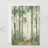 ラスティック ウォーターカラー グリーン ゴールド ウッドランド ウェディング 招待状 (裏面)