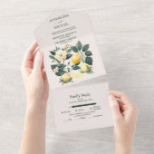 ラスティック ウォーターカラー シトラス ウェディング オールインワン 招待状 (貼ってはがせる)