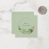 ラスティック ウォーターカラー ノルディック クリスマス グリーンのリース ノートカード (正面/裏面インサイチュ)