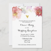 ラスティック ウォーターカラー フラワーズ ウェディング レセプション カード (正面)