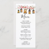 ラスティック ウォーターカラー フラワーランタン ウェディング メニュー (正面/裏面)