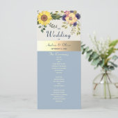 ラスティック ウォーターカラー フラワー ウェディング プログラム (スタンド正面)