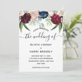 ラスティック ウォーターカラー フラワー エレガント ウェディング 招待状 (スタンド正面)