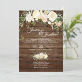 ラスティック ウォーターカラー フローラル ブラッシュ ピンク アイボリー ウェディング 招待状 (スタンド正面)