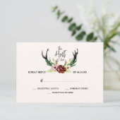 ラスティック ウォーターカラー フローラル ボヘミアン ハント 終了 RSVP 招待状 (スタンド正面)