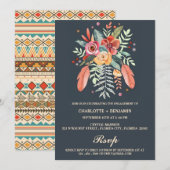 ラスティック ウォーターカラー フローラル ボーホ エンゲージメント パーティ 招待状 (正面/裏面)