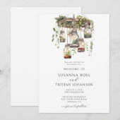 ラスティック ウォーターカラー フローラル メイソンジャー ライト ウェディング 招待状 (正面/裏面)