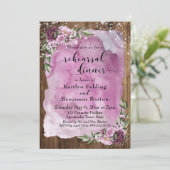 ラスティック ウォーターカラー フローラル ライト リハーサル ディナー 招待状 (スタンド正面)