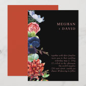 ラスティック ウォーターカラー ブルーム フラワー ウェディング 招待状 (正面/裏面)