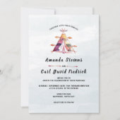 ラスティック ウォーターカラー ボヘミアンティピー テント ウェディング 招待状 (正面)