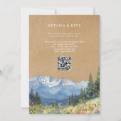 ラスティック・ウォーターカラー・マウンテン・フローラルQRコード ウェディング 招待状 (裏面)