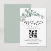 ラスティック ウォーターカラー ユーカリ グリーン ウェディング 出欠カード (正面/裏面)