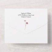 ラスティック ウォーターカラー ワイルドフラワー テーマの春のウェディング オールインワン招待状 (裏面)