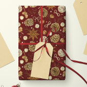 ラスティック ウォーターカラー 松ぼっくり クリスマス ラッピングペーパー