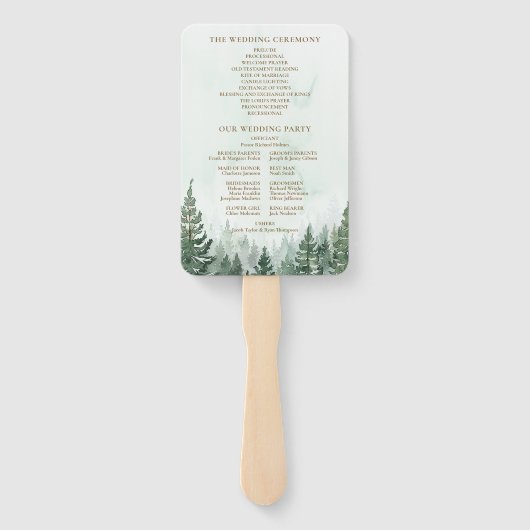 ラスティック ウォーターカラー 松林 ウェディング プログラム ハンドファン (裏面)