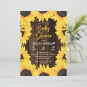ラスティック ウッディー ウッド | ひまわり ガール ベイビー シャワー I 招待状 (スタンド正面)