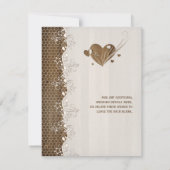 ラスティック ウッドグレイン フローラルレース ハーツ ウェディング RSVP (裏面)