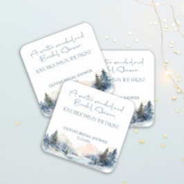 ラスティック ウッドランド ウィンター フォレスト ブライダル シャワー スクエアペーパーコースター