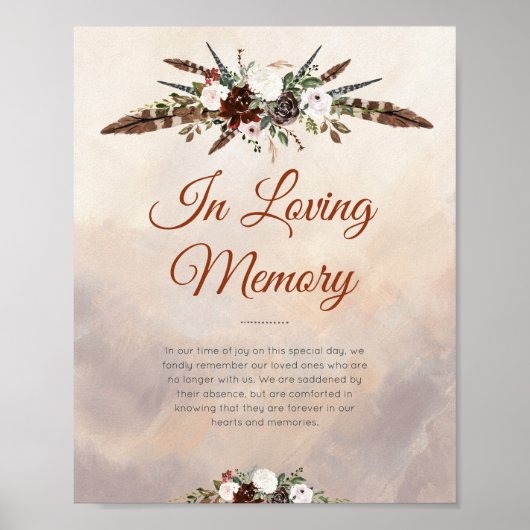 ラスティック ウッドランド フェザーズ アンド フローラル ブルーム ポスター (正面)