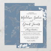 ラスティック ウッドランド フォリアージ ブルー ウェディング 招待状 (正面/裏面)