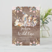 ラスティック ウッドランド フレンズ ワイルド ワン バースデー パーティー 招待状 (スタンド正面)