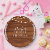 ラスティック ウッドレース & ストリング ライト ウェディング ブライズ ペーパープレート (パーティー)