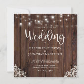 ラスティック ウッドレース ストリング ライト ウェディング 招待状 (正面)