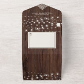 ラスティック ウッドレース ストリング ライト ウェディング QR コード オールインワン招待状 (外側)