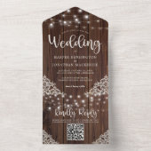 ラスティック ウッドレース ストリング ライト ウェディング QR コード オールインワン招待状 (内側)