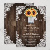 ラスティック ウッドレース メイソンジャー ひまわり ウェディング 招待状 (正面/裏面)