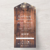 ラスティック ウッド アントラー ストリング ライト ウェディング オール イン ワン オールインワン招待状 (内側)