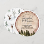 ラスティック ウッド ウェディング ストリング ライト 招待状 (正面/裏面)