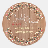 ラスティック ウッド オータム リース ブライダル シャワー カスタム ラウンドシール (正面)