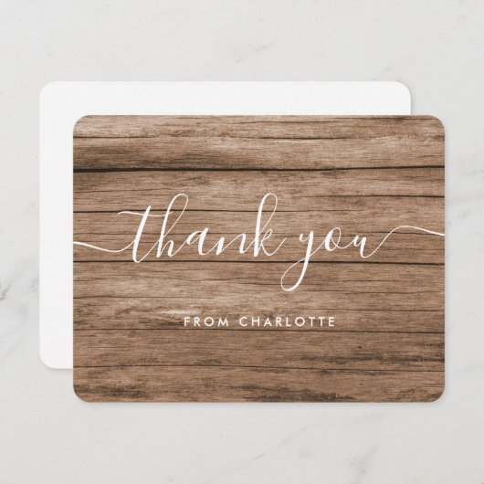 ラスティック ウッド カントリー ウェディング シャワー 誕生日 サンキューカード (正面/裏面)