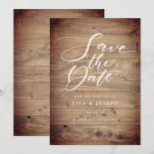 ラスティック ウッド カントリー エレガント スクリプト セーブザデート (正面/裏面)
