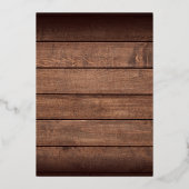 ラスティック ウッド カントリー スクリプト セーブ・ザ・デート 箔招待状 (裏面)