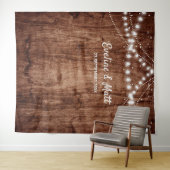 ラスティック ウッド カントリー ボーホー ストリング ライト ウェディング タペストリー (インサイチュ(横))