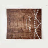 ラスティック ウッド カントリー ボーホー ストリング ライト ウェディング タペストリー (正面(横))