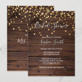 ラスティック ウッド ゴールド コンフェッティ ブライダル シャワー 招待状 (正面/裏面)