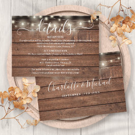 ラスティック ウッド ストリング ライト スクリプト ウェディング ディテール エンクロージャーカード