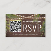 ラスティック ウッド トロピカル パーム QR コード RSVP ウェディング エンクロージャーカード (正面)