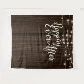 ラスティック ウッド ハッピーエバーアフター ウェディング バックドロップ タペストリー (正面(横))