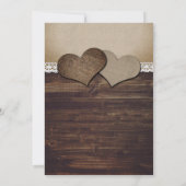 ラスティック ウッド ハーツ バーラップとレースのウェディング 招待状 (裏面)