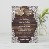 ラスティック ウッド バルコニーとレースの結婚式招待状 招待状 (スタンド正面)