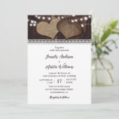 ラスティック ウッド バルコニーとレースの結婚式招待状 招待状 (スタンド正面)