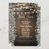 ラスティック ウッド バレルレース & ライト ブライダル シャワー 招待状 (正面/裏面)